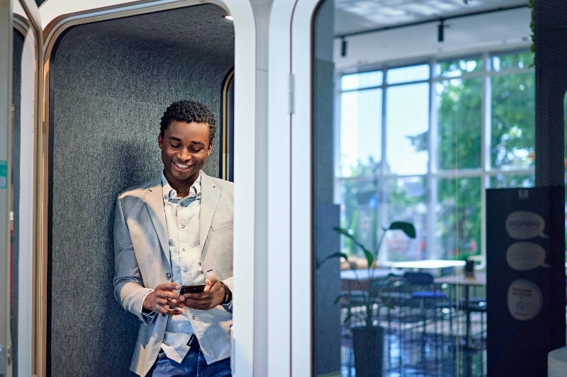 Man in a phone booth