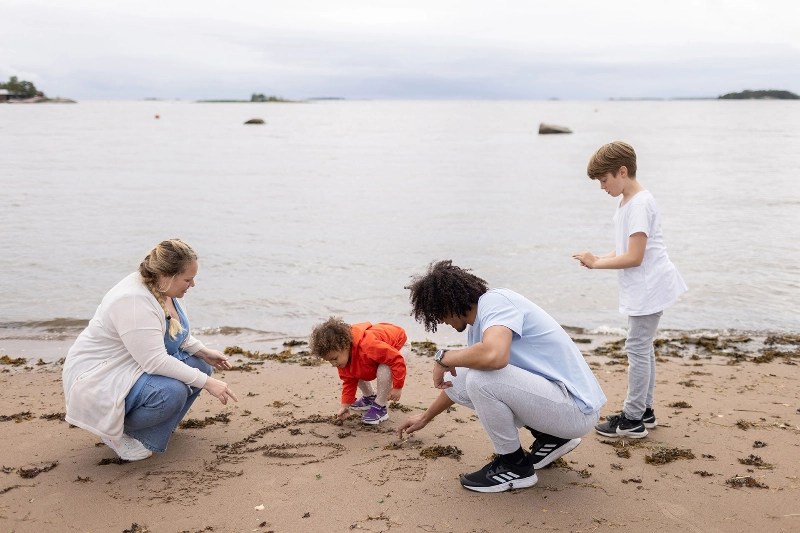 Parents and children at the beach Parents and children at the beach